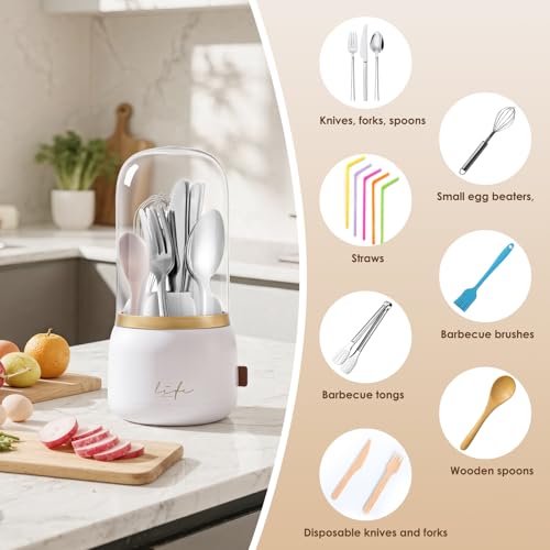 EXIN DECHEN Silverware Organizer with Lid,Silverware Holder - Image 7