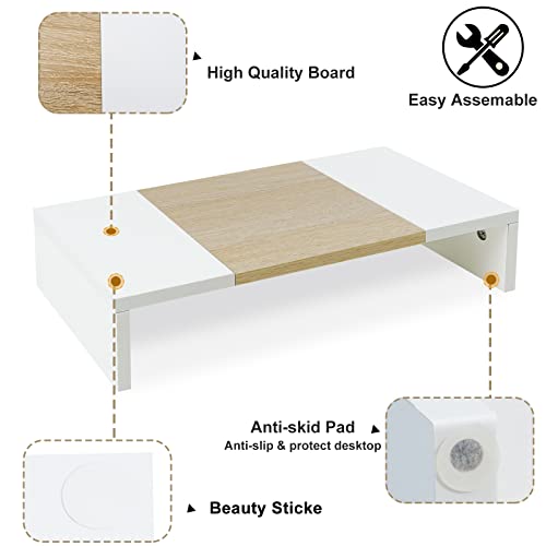 TEAMIX 20 Inch Monitor Stand Riser, Wooden Desktop Riser - Image 4