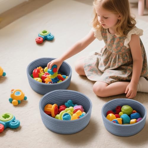 Small Shelf Storage Baskets for Organizing, 6 Pack Round Cotton - Image 7