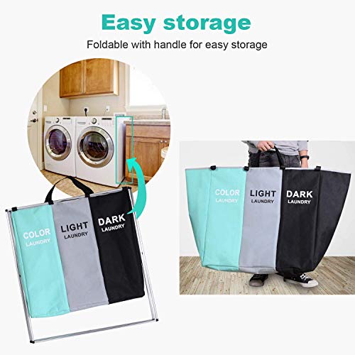 135L Laundry Cloth Hamper Sorter Basket Bin Foldable 3 - Image 5