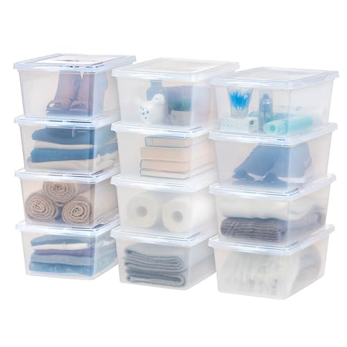 IRIS USA 12-Pack 19 Qt Storage Bins with Lids, Clear, Stackable - Image 2