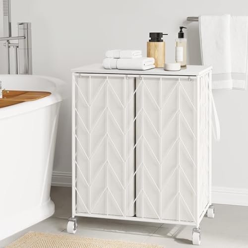 WOWLIVE Double Laundry Hamper with Lid, Rolling Laundry - Image 3
