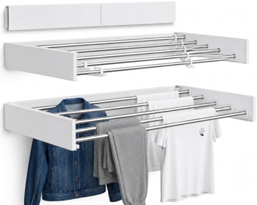 Wall Mounted Clothes Drying Rack, Foldable Retractable - Image 2