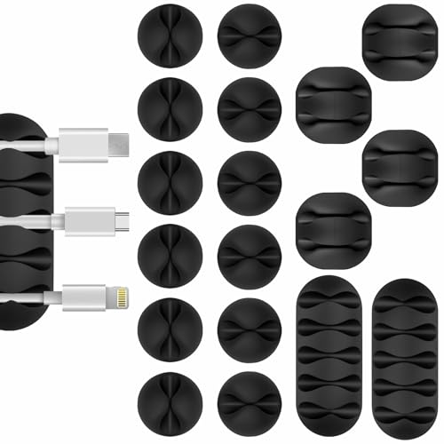 Flezoo 18PCS Black Adhesive Cable Clips Cord Organiz | Cable Managemen - Image 2