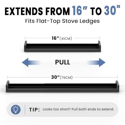 30" Adjustable Magnetic Stove Top Shelf, Matte Black - Image 4