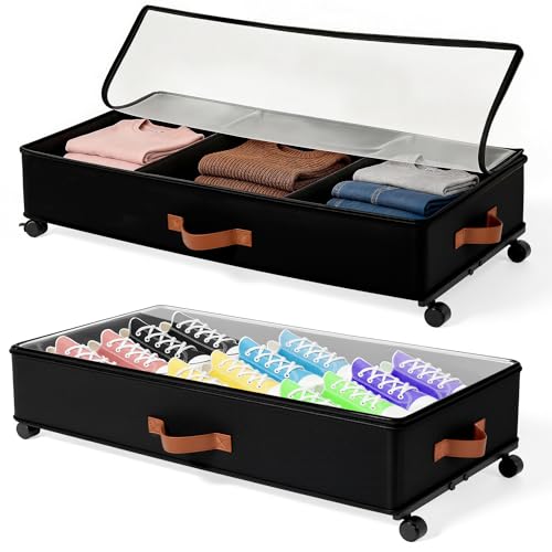 VECELO Under Bed Storage with Wheels, 2 Pack Fully | Home Organization - Image 2