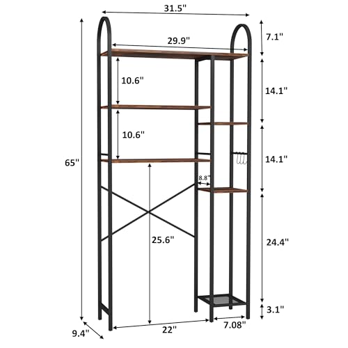 HOMEFORT Over The Toilet Storage with Side Rack, 6-Tier - Image 4