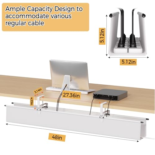 Under Desk Cable Management Tray, 48" Fabric Wire Cord Organizer - Image 5