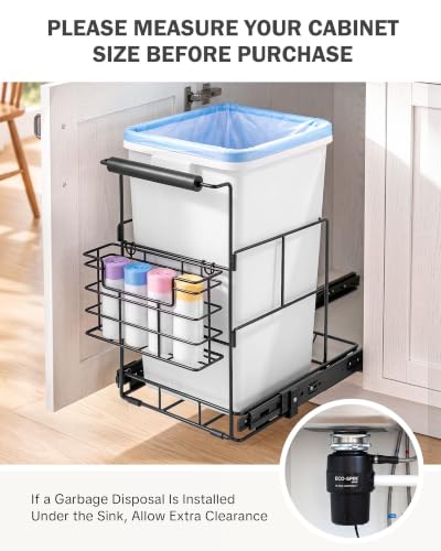 Bulado Pull Out Trash Can Under Cabinet, Supports 125 lbs - Image 3