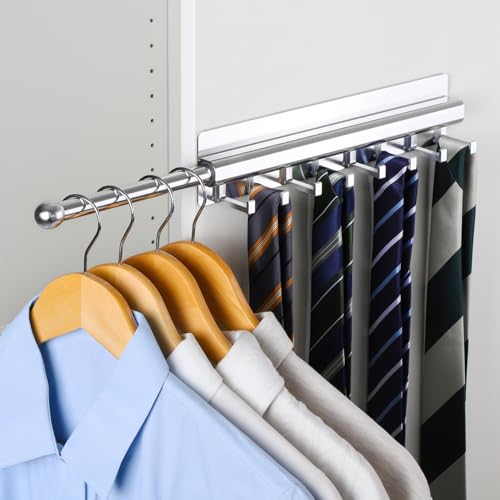 Adhesive Valet Rod for Closets Pull Out 12" Silver with 8 Hooks - Image 2