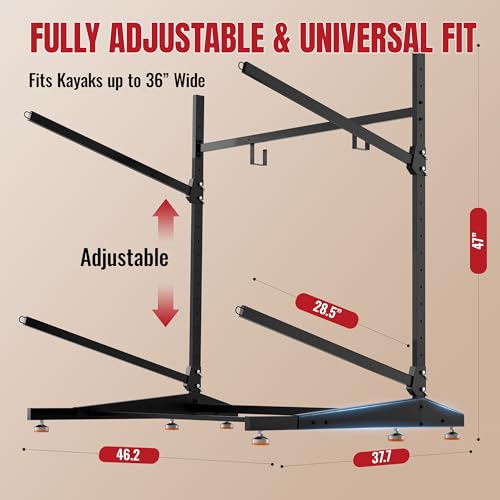 2-Tier Freestanding Kayak Rack, 220lb Heavy Duty Stand - Image 3