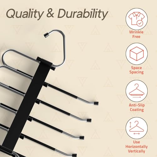 Black Space Saving Pants Hangers 1 Pack, 6 Layer Jeans - Image 6