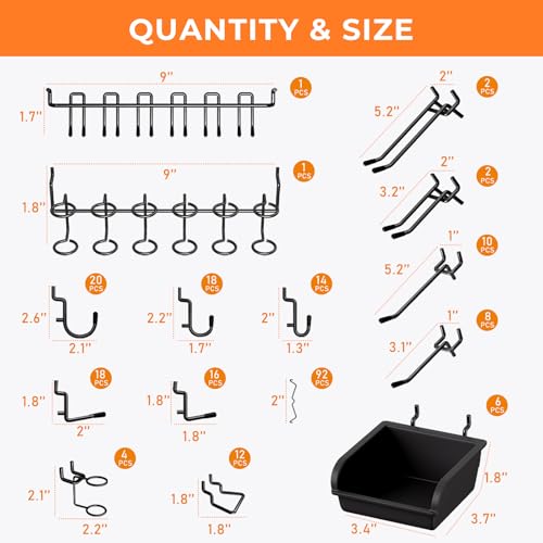 INCLY 220PCS Pegboard Accessories Organizer Kit for 1/4 - Image 3