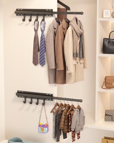 Onemake 12" Valet Rod for Closet Pull Out with 8 Hooks, 2-pack - Image 2