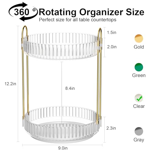 GTI 360°Rotating Makeup Organizer, 2 Tier Bathroom Counter - Image 3
