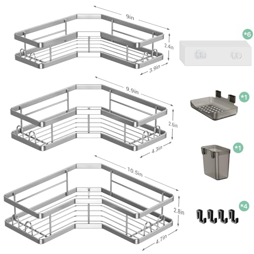 AKTECKE Corner Shower Caddy Bathroom Organizer: Adhesive Shower - Image 7