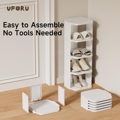 UFORU 5-Tier Small Vertical Shoe Rack,Plastic Shoe Organizer - Image 6