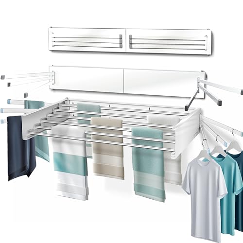 MODERN-X Wall Mounted Clothes Drying Rack Foldable w/ 2 - Image 2