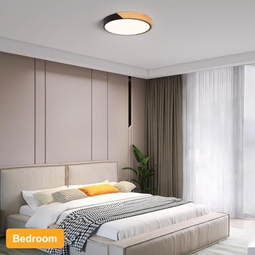 Modern LED Ceiling Light, Minimalist Wood Flush Mount Ceiling - Image 6