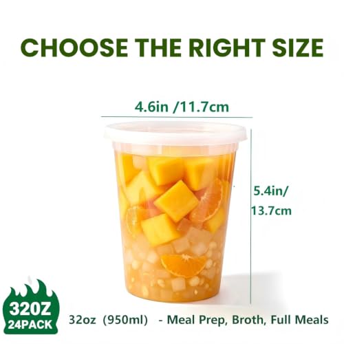 32oz Plastic Deli Containers with Lids 24 Sets Food/Soup Storage - Image 3