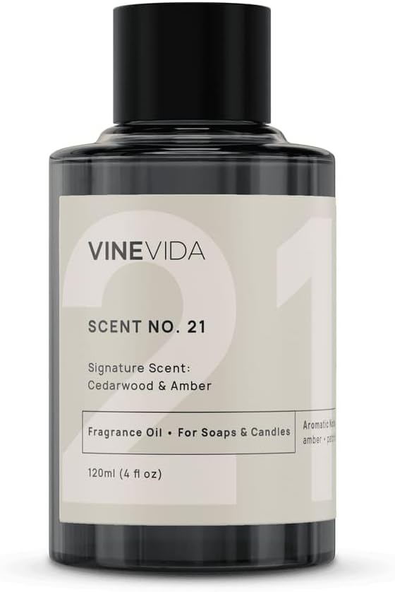 VINEVIDA [4oz] Cedarwood & Amber Fragrance Oil for Candle Making and Soap Making - Premium Candle Scents for Soy Candles