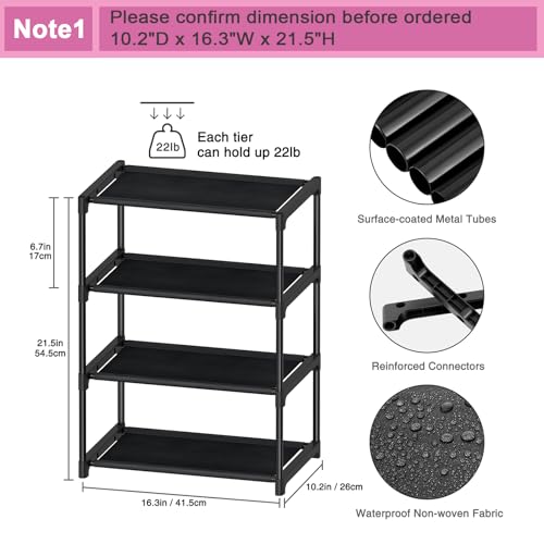 Autonomier 4 Tier Extra Small Shoe Rack (16.3" Wide), Space Saver - Image 4