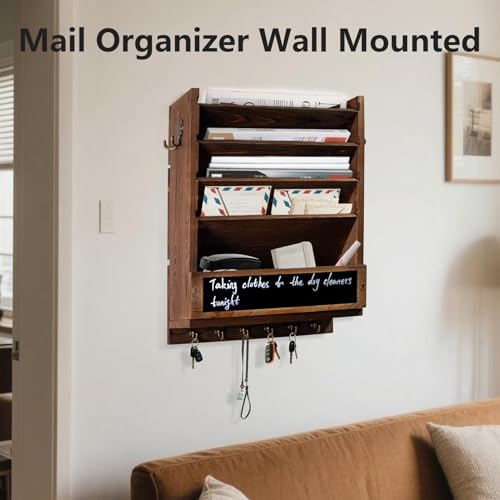 Wall Mail Organizer, Rustic Key and Mail File Holder - Image 5