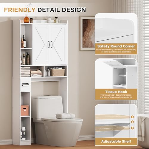 Over the Toilet Storage Cabinet, 31”W Bathroom Organizer - Image 4