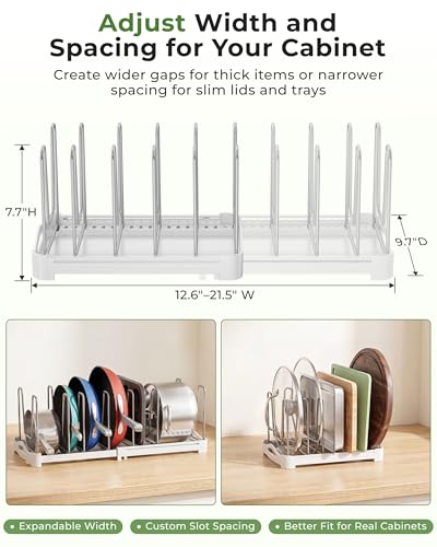 EVERIE Adjustable Cabinet Organizer for Pot Lids, Bakeware - Image 3