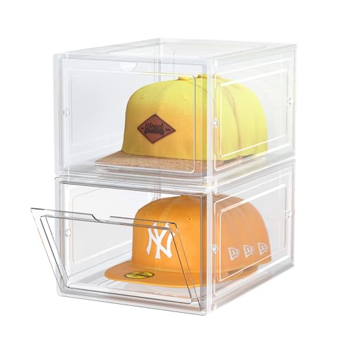 SCAVATA Hat Organizer Box, Stackable Clear Baseball Caps - Image 2