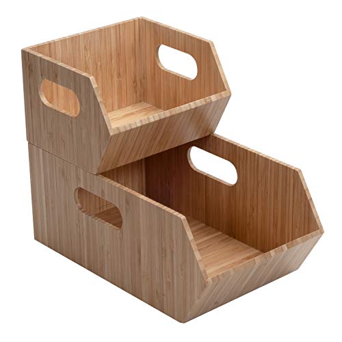 MobileVision Bamboo Storage Bins for Pantry & Kitchen Cabinet - Image 2