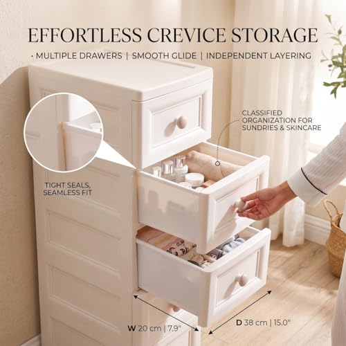 Slim Rolling Storage Cart, Tall Narrow Storage Cabinet - Image 7