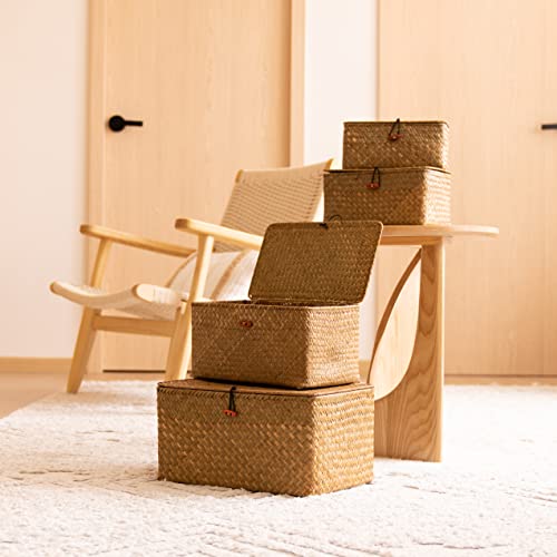 4 Pack, Wicker Baskets with Lids - Image 7