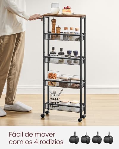 VASAGLE 5-Tier Slim Rolling Storage cart with Wheels, 5.1 Inches - Image 6
