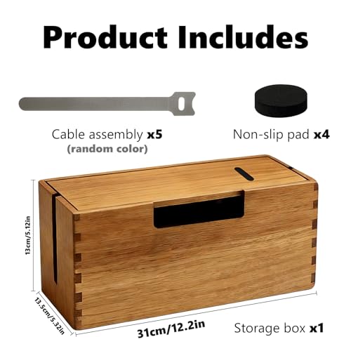 Acacia Wood Cable Management Box, Wooden Cord Hider | All Products - Image 8