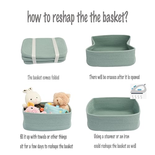 XUANGUO Small Woven Storage Baskets for Shelves, 12" x 8" x 5" - Image 8
