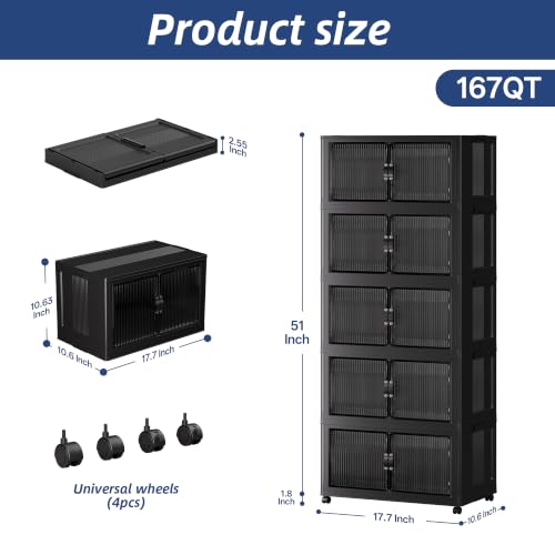 SAILUN Stackable Storage Bins with Lid, 167QT 5Pack Black - Image 3