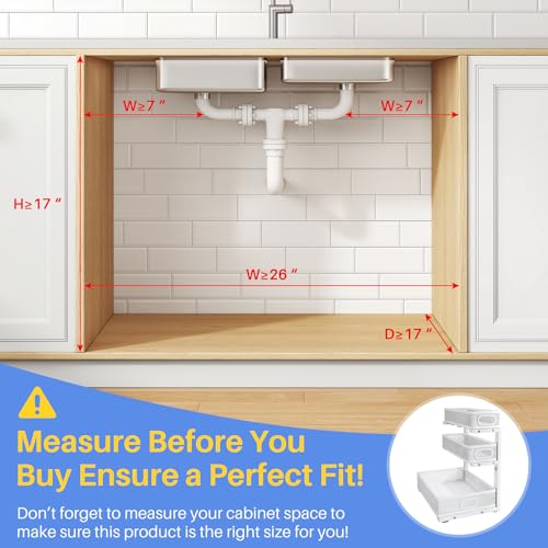Under Sink Organizer, 3-Tier Thickened Metal Pull out - Image 3