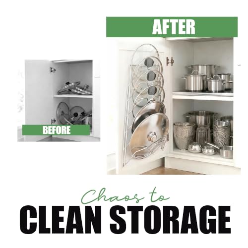 Evelots 6-Tier Pot Lid Organizer for Cabinet Door or Pantry Wall - Image 4