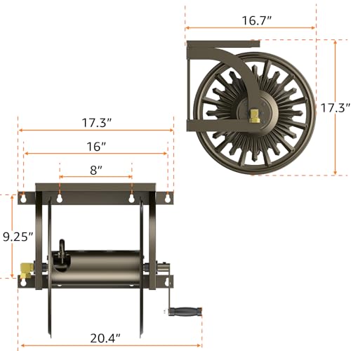 Wall Mount Garden Hose Reel, Holds 200-Feet of 5/8-Inch Hose - Image 4
