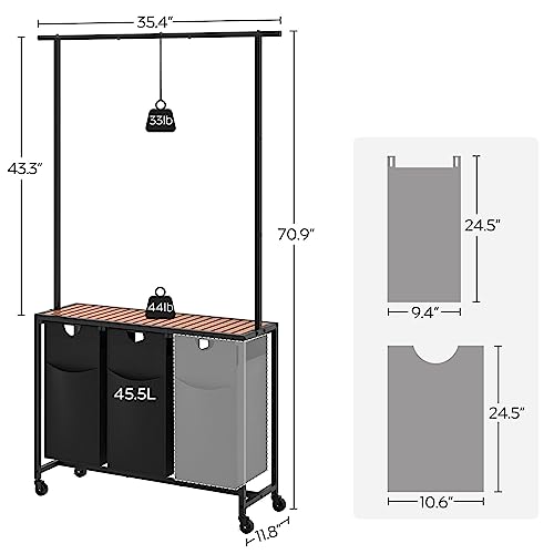 Laundry Sorter 3 Section, Rolling Laundry Hamper | Home Organization - Image 4
