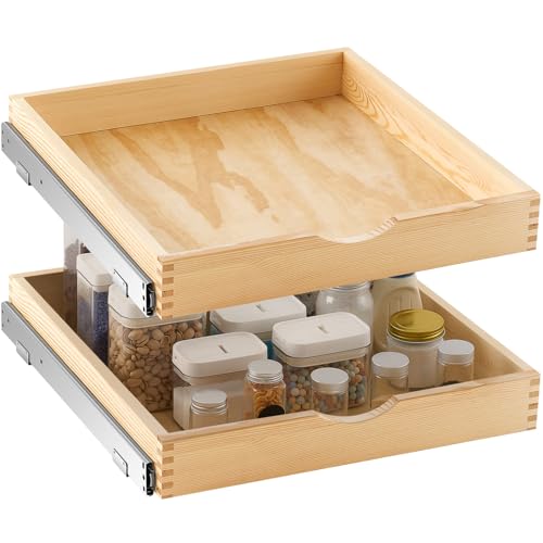 2 Set Wood Pull out Cabinet Organizer, Wood Color - Image 2