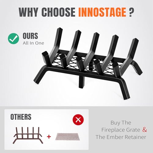 INNO STAGE 17 Inch Fireplace Grate with Ember Retainer - Image 5