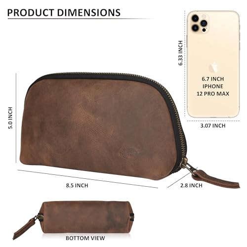 Leather Tech Pouch for Cables Chargers Phone | Tech Bag | Zipper - Image 6