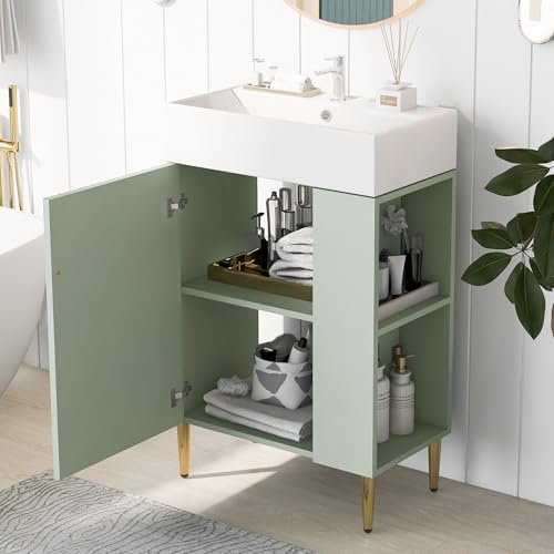 21.6" Green Bathroom Vanity, Combo Cabinet - Image 4