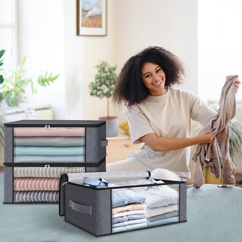 HomeHacks 3-Pack Clothes Organizer Storage Bags, 35L Storage Bins - Image 7