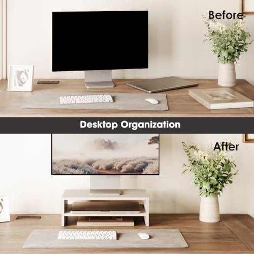 FITUEYES Wooden Monitor Stand Riser, 2-Tier Desk Storage Shelf - Image 5