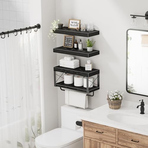 QEEIG Bathroom Shelves Over Toilet (Black, Set of 3, 15.7") - Image 5