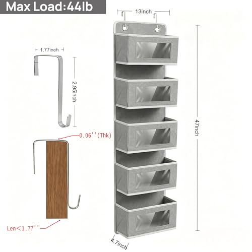 Over Door Organizer 5-Tier, Clear Window Hanging Shelf for Closet - Image 5