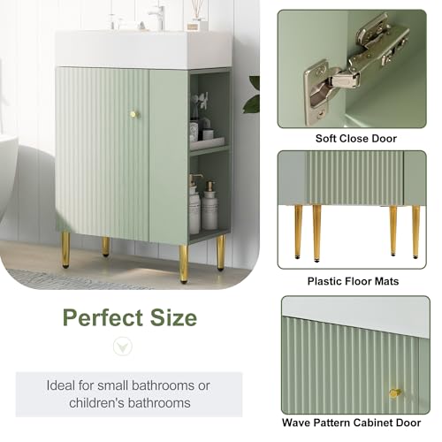 21.6" Green Bathroom Vanity, Combo Cabinet - Image 5